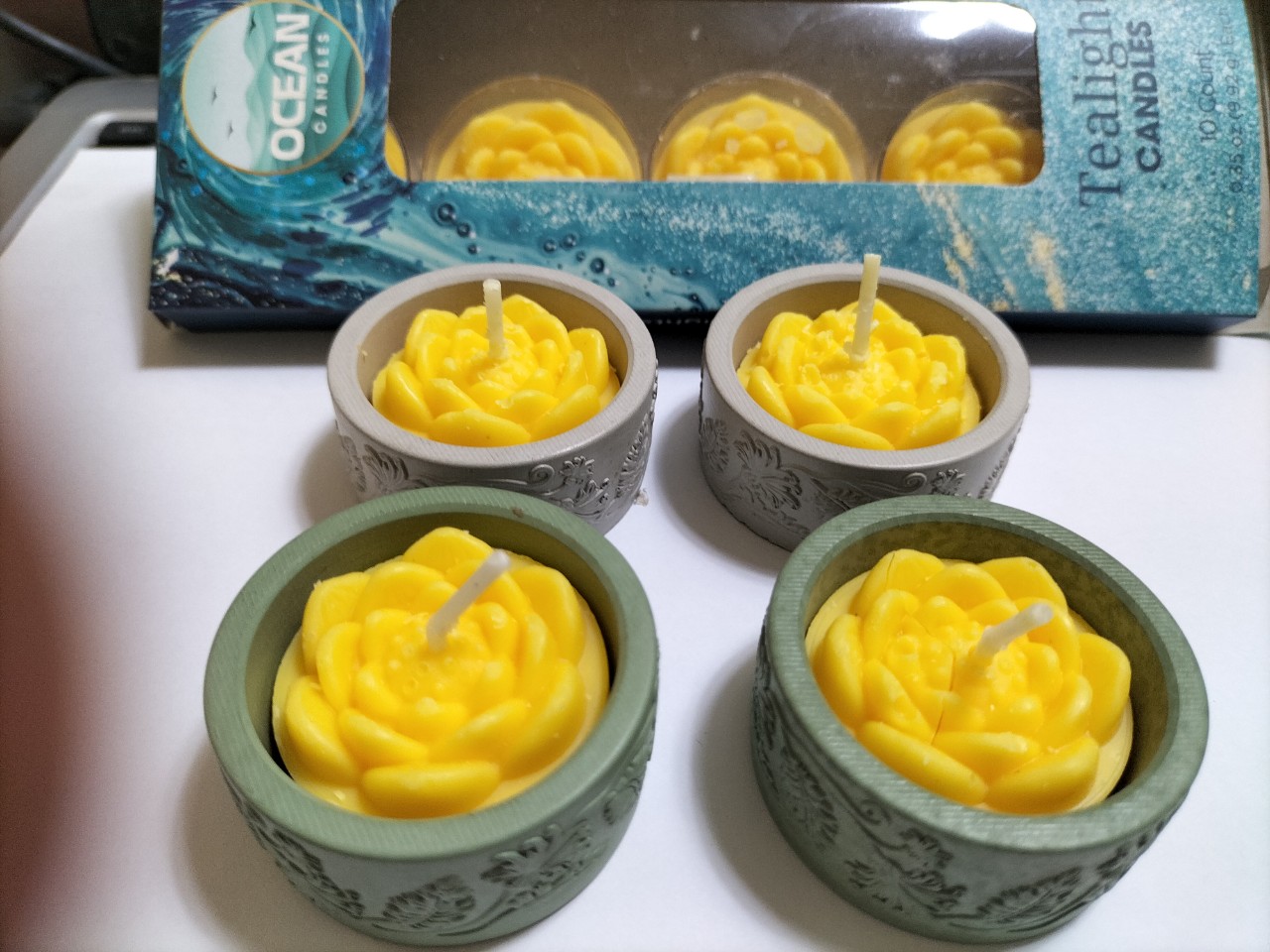 Set 4 hủ nến bằng xi măng Seeart đựng viên nến thơm tealight candles - hàng handmade DIY, cốc để nến cúng phật , bàn thờ trang trí nhiều màu ( không kèm nến)