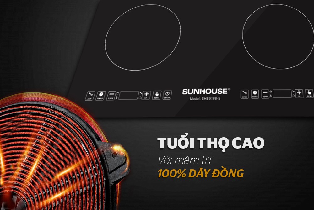 BẾP ĐÔI ĐIỆN TỪ SUNHOUSE SHB9108-S - Hàng Chính Hãng mới 100%