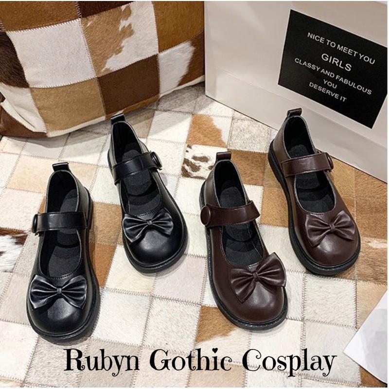 Giày Búp Bê Lolita Đính Nơ Xinh Xắn ( Size 35 - 40 ) Màu Nâu và Đen. A02