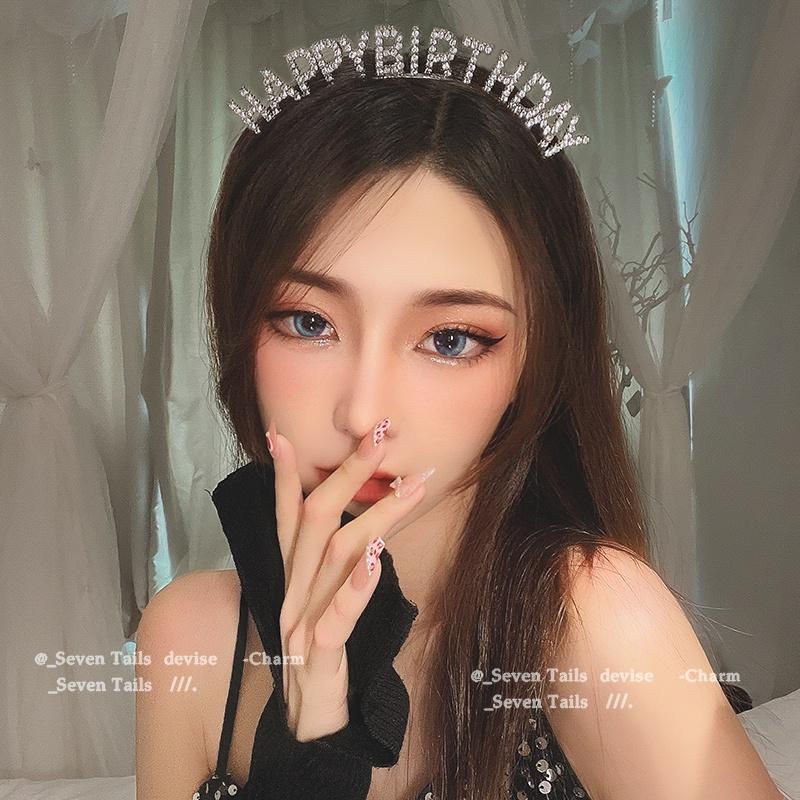 Cài tóc Happy birthday màu bạc đính đá lấp lánh và đáng iu