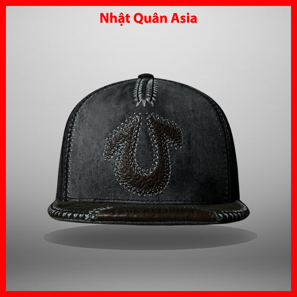 Mũ nón kết lưỡi trai True Religion U thêu nổi phối da snapback cao cấp form đẹp cá tính