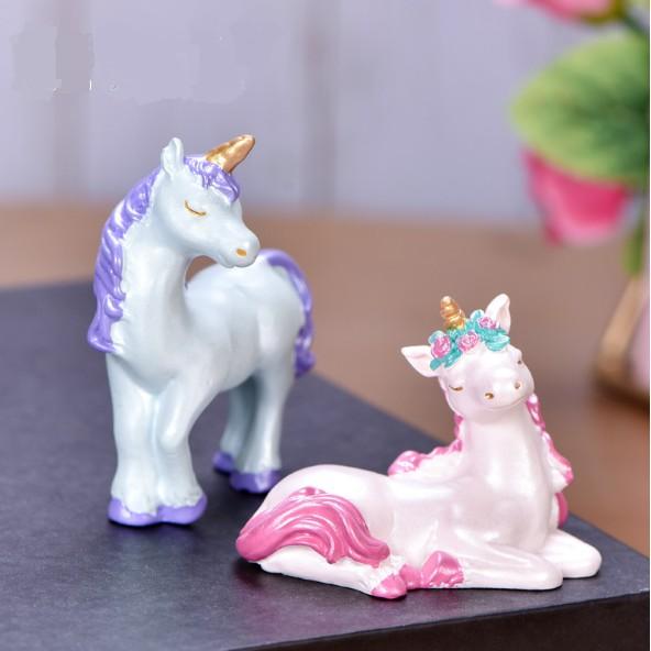 Mô hình ngựa kỳ lân Unicorn trang trí bánh sinh nhật, nhà búp bê, DIY