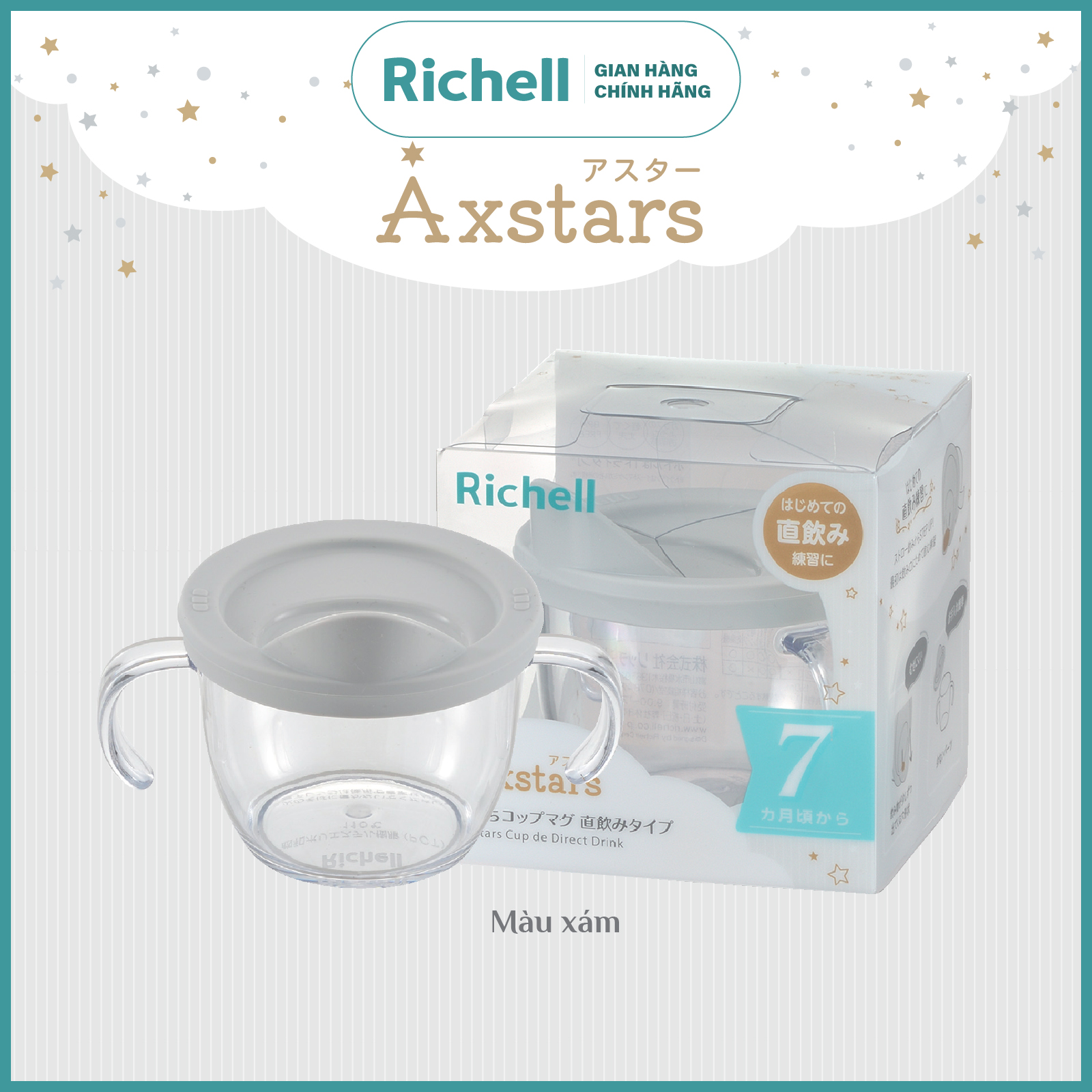 Cốc tập uống trực tiếp AXSTARS Richell Nhật Bản chống sặc cho bé từ 7 tháng | Baby