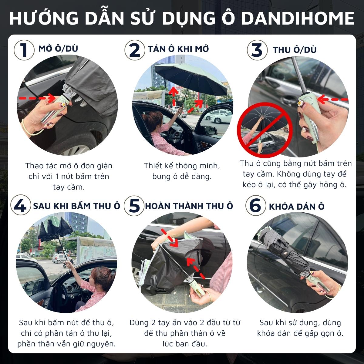Ô tự động DandiHome thế hệ mới 2023 cao cấp để đi nắng, che mưa
