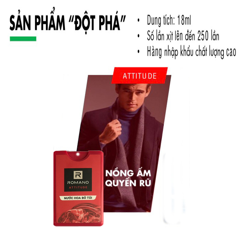 Combo Romano Attitude: Lăn khử mùi 50ml và nước hoa bỏ túi 18ml