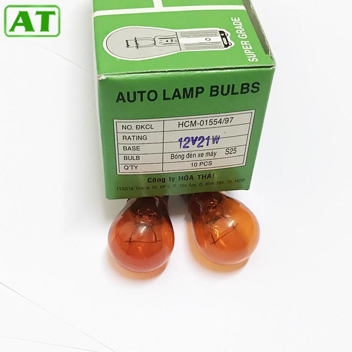 Combo 2 Bóng Đèn Xi Nhan Ô Tô Màu Vàng 1 Tóc 12V 21W hoặc 24V 21W Đui Cài