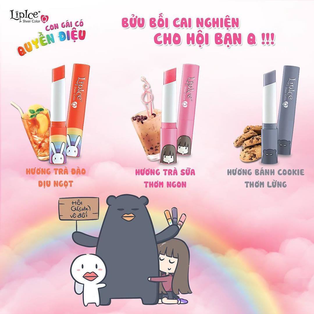 LipIce Son Dưỡng Phiên Bản Cô Bé Xô Màu Hồng Đỏ Hương Trà Sữa Sheer Color Q Bestie 2.4g