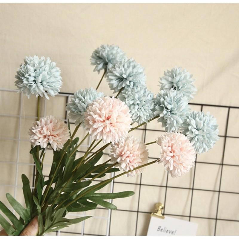 Cành cúc Ping Poong cao cấp 60cm 4 nhánh hoa giống thật đến 99%, hoa decor