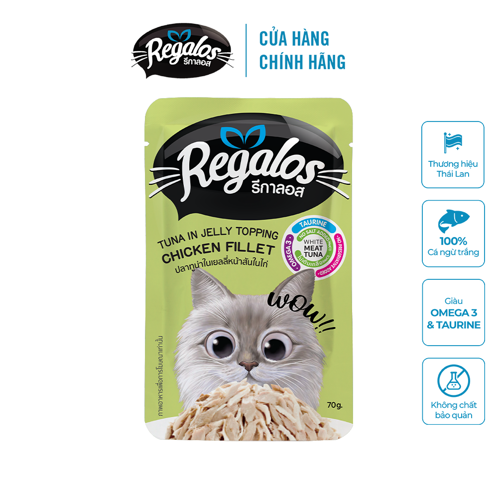 Combo mix 12 gói thức ăn ướt cho mèo Regalos Thái Lan ngẫu nhiên
