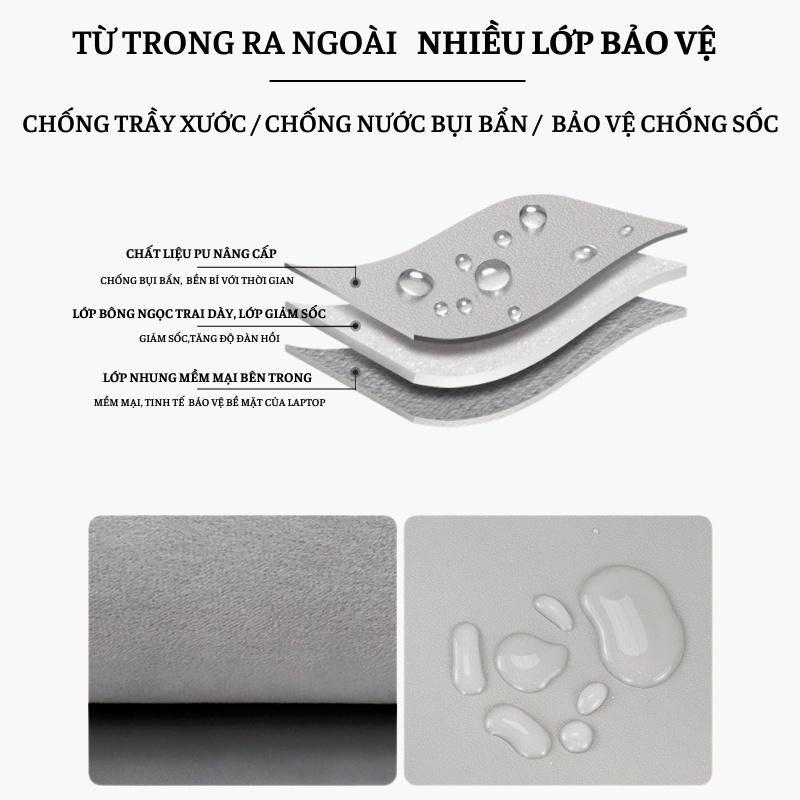 Túi Laptop Chống Sốc Da PU Màu Sắc Thời Trang, Chống Thấm Nước, Bảo Vệ Laptop - Màu be