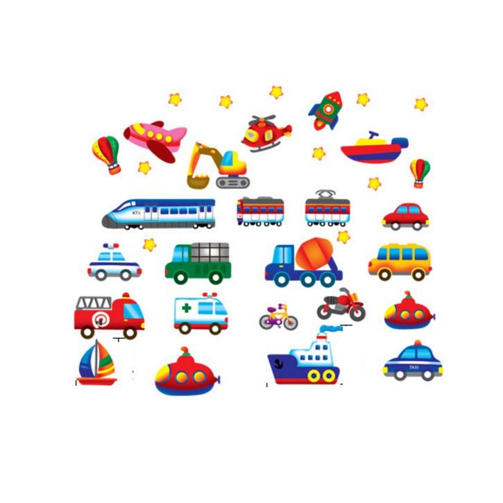 Decal trang trí bộ sưu tập các loại phương tiện giao thông