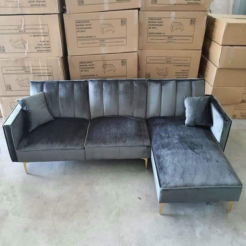 Ghế sofa góc chữ L bọc nhung