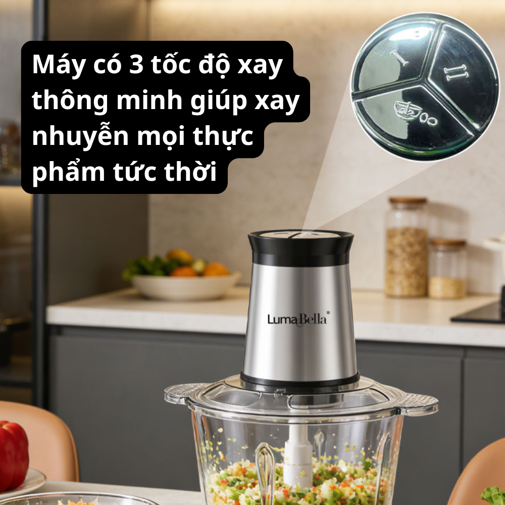 Máy xay thịt đa năng Lumabella LB-56011 công suất 800W, 4 lưỡi dao dễ dàng xay nhuyễn mọi thực phẩm - BẢO HÀNH 12 THÁNG - DELIYA - HÀNG CHÍNH HÃNG