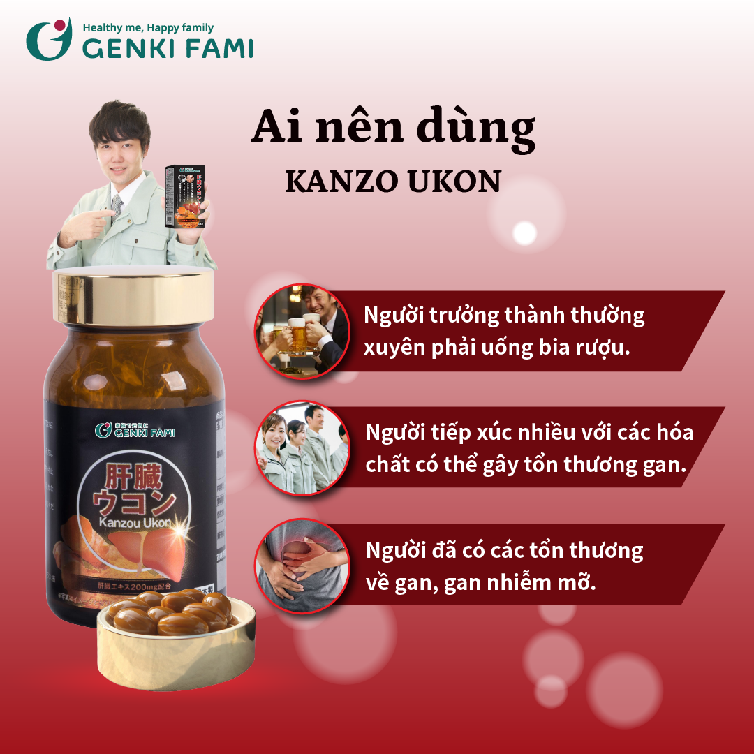 Combo Viên Uống Bổ Gan Kanzo Ukon, Tăng Cường Sinh Lý Nam Supomaca Genki Fami Nhật Bản