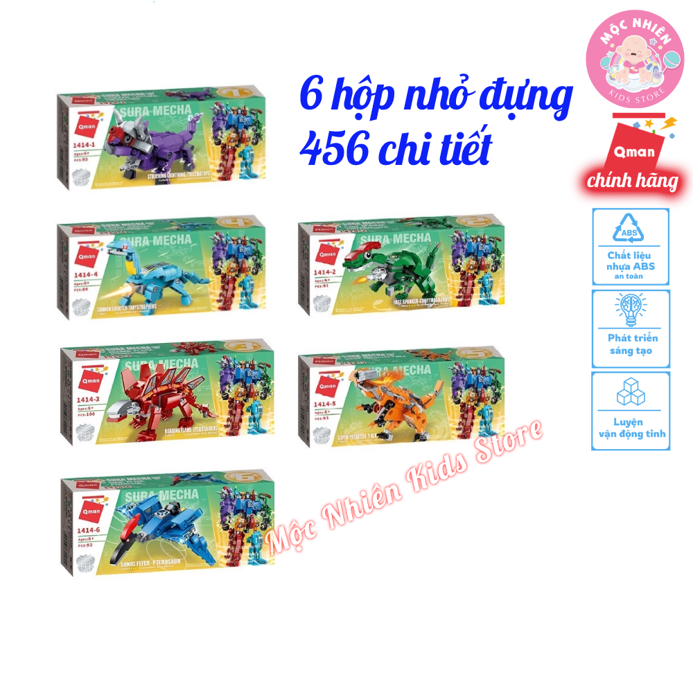 Đồ chơi lắp ráp xếp hình robot người máy Qman 1414 - Siêu Robot khủng long dành cho bé trên 6 tuổi