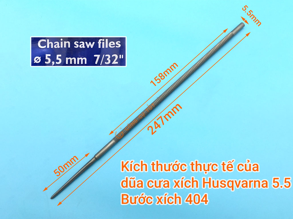 Dũa xích máy cưa Φ5.5 x 200mm , bước xích 404