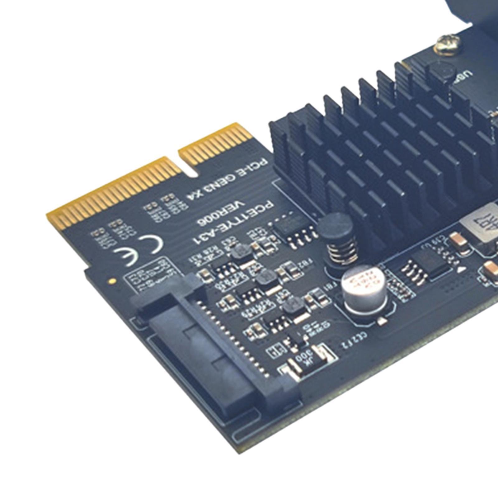 Pci-e 4x to USB3.2 Front Type C Expansion 3.0 Adapter for Desktop Motherboard Durable Replacement