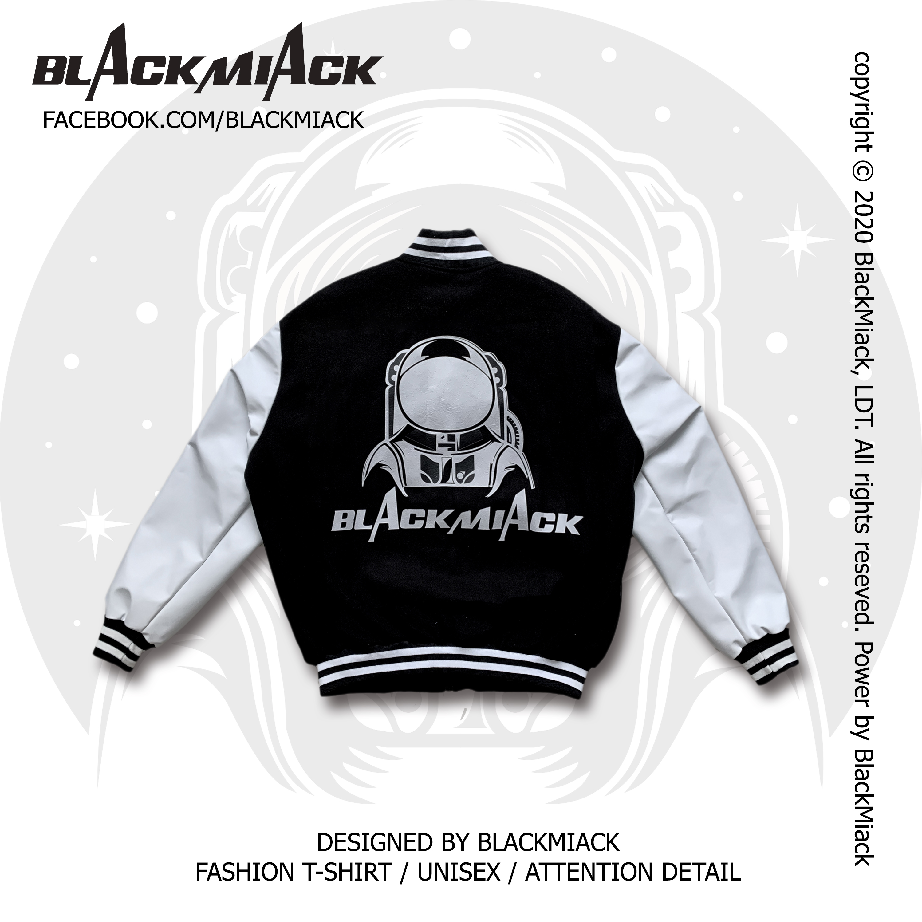 Áo Khoác Vasity Nỉ Dạ, tay Da, Full Thêu Nam Nữ- BLACKMIACK Jacket BM1