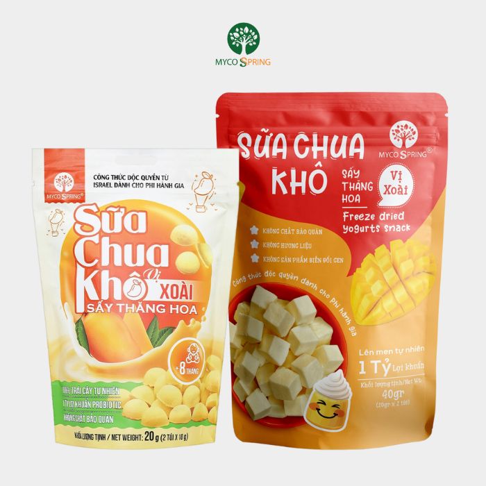 Sữa Chua Khô MycoSpring hoa quả sấy thăng hoa VỊ XOÀI - Hỗ Trợ Tiêu Hóa - Tăng Sức Đề Kháng (20g, 40g)