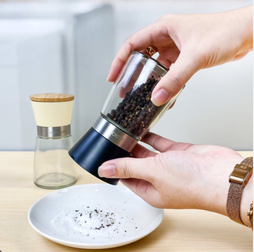 Hũ xay tiêu thủy tinh Lock&amp;Lock 140-170ml CKO115WHT CKO116BLK, Hàng chính hãng, lưỡi nghiền sứ, thép không gỉ - JoyMall