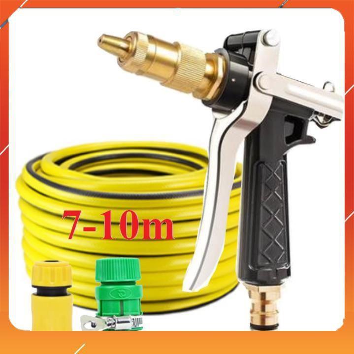 Vòi Xịt️Evoucher Bộ dây vòi xịt nước rửa xe, tưới cây , tăng áp 3 lần, loại 7m, 10m 206236 đầu đồng,cút,nối PE