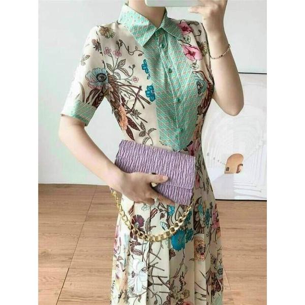 HÀNG NHẬP - ĐẦM XÒE LỤA CỔ SƠ MI CHÂN VÁY XẾP LY