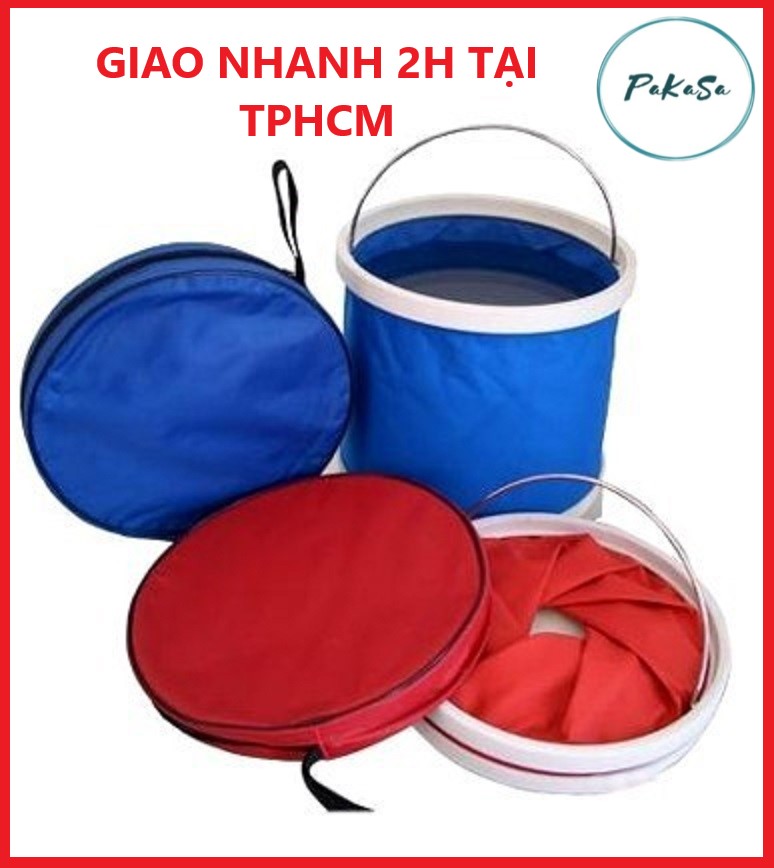 Xô Đựng Nước Gấp Gọn ( 13 L) - Xô Phượt , Xô Rửa Xe , Xô Câu Cá - PaKaSa - Hàng Chính Hãng