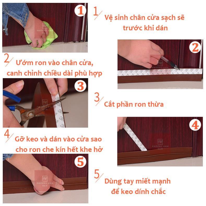 Ron (Gioăng) Cao Su Dán Khe Hở Chân Cửa 3M - Chống Bụi, Chống Nước, Giảm Tiếng Ồn, Ngăn Côn Trùng