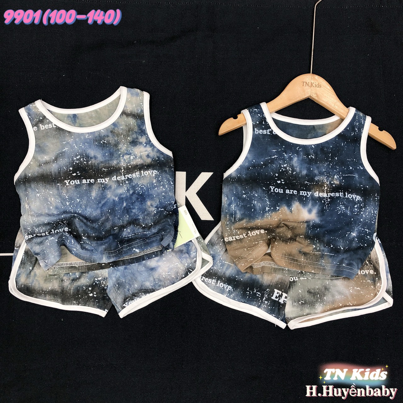 Bộ ba lỗ bé trai và bé gái 1-7 tuổi loang in chữ EPOCH vải cotton cao cấp thấm hút mồ hôi kiểu dáng thời trang