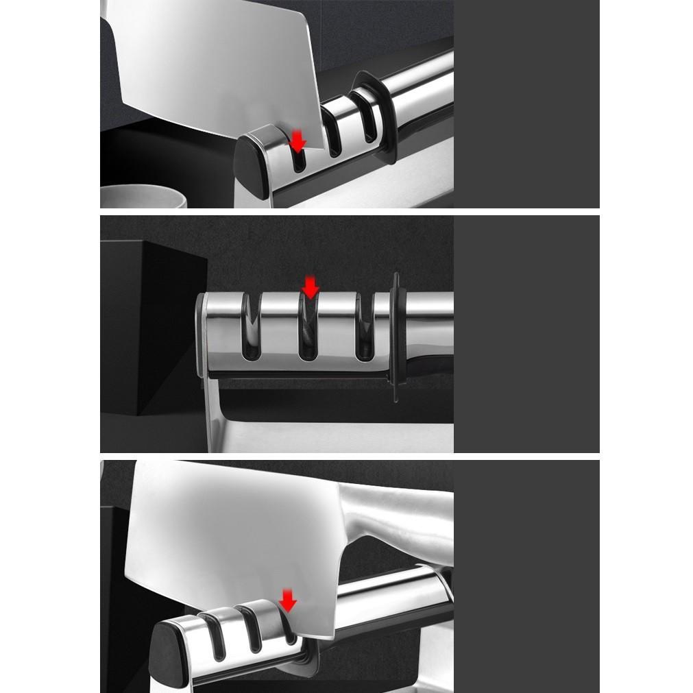 Dụng Cụ Mài Dao Kéo 3 Ngăn Cầm Tay, Bộ Mài Dao Đắt Bằng Inox Đa Năng Tiện Lợi