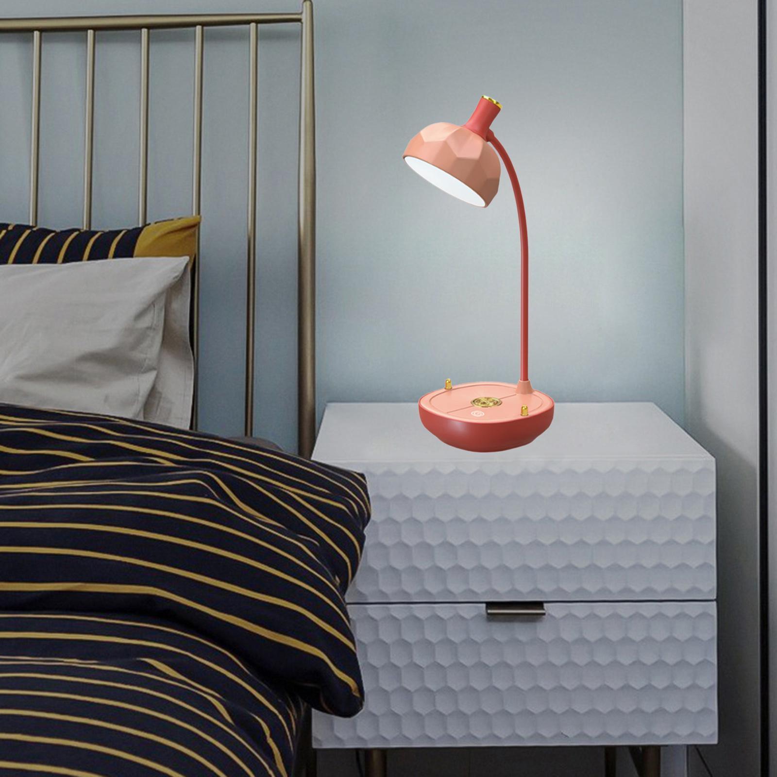 Dimmable LED Light Bedside Reading Lamp Touch Sensor USB Charging Pink