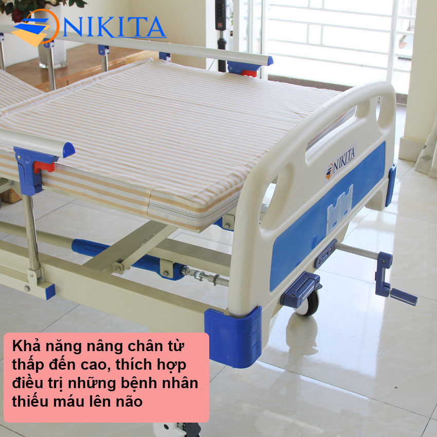 Giường bệnh y tế cao cấp đa chức năng - DCN03 chính hãng NIKITA - Chức năng nâng đầu - Nâng chân - Có chổ để bô