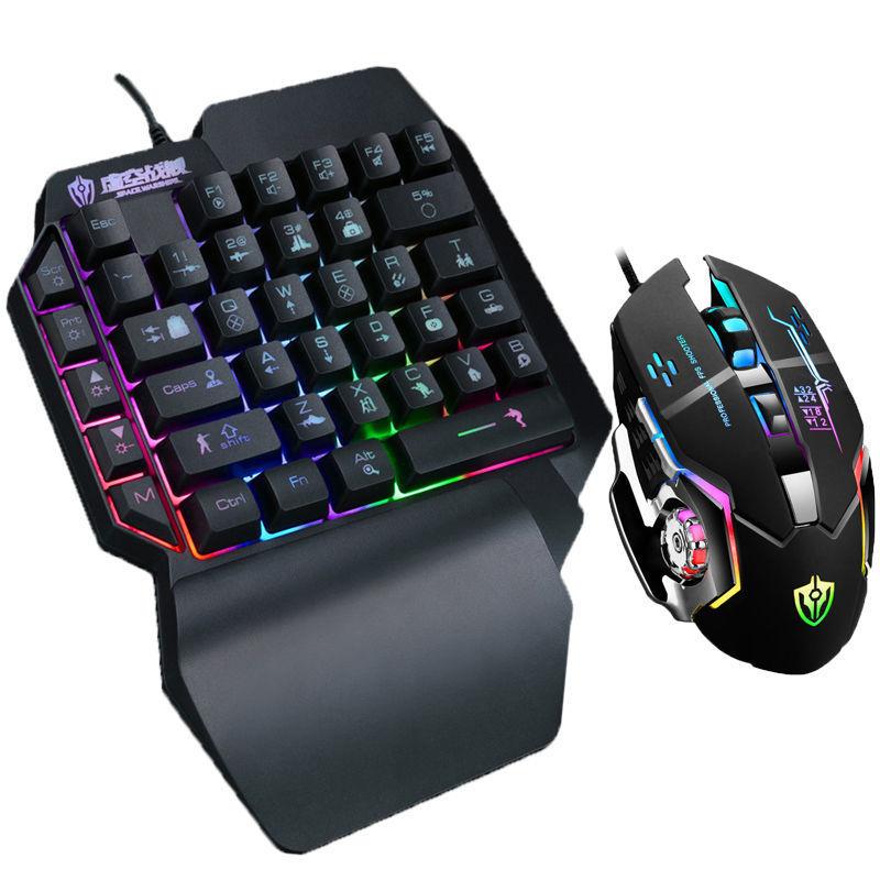 Phong cách mới nhất của bàn phím cơ keycap nhân vật gà một tay độ nét macro chuột phát sáng bộ cf gà thuận tay trái bàn phím nhỏ sáng