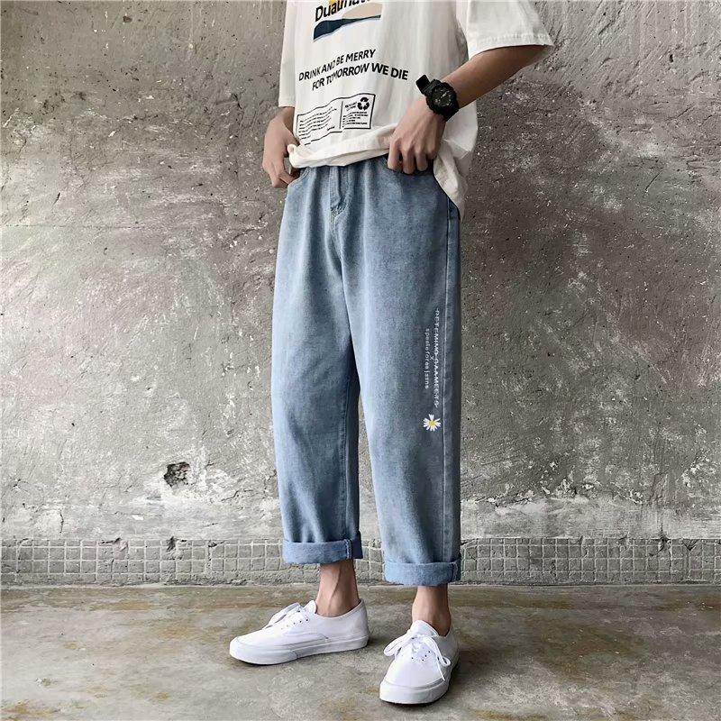 Quần Jeans Ống Đứng Thêu Hoa Thời Trang Cho Nam