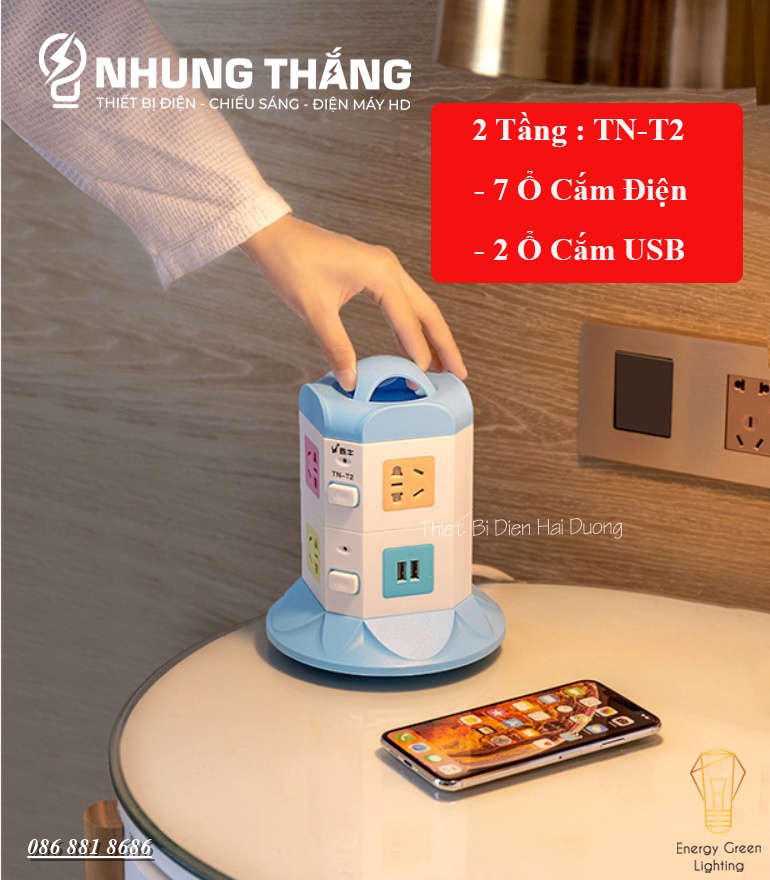 Ổ Cắm Điện Đứng Đa Năng TN-2,3,4 Tầng - Dây Dài 2m8 - Có Video