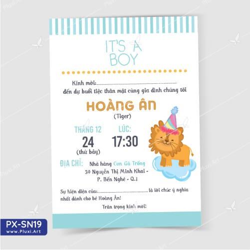Thiệp thôi nôi – sinh nhật theo yêu cầu Pluxi