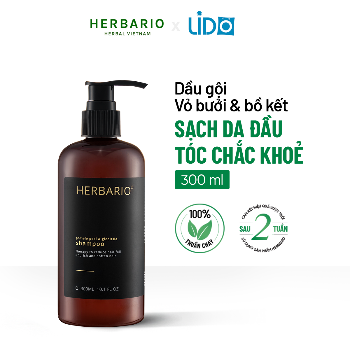 Dầu gội vỏ bưởi &amp; Bồ kết 300ml sạch da đầu gàu, kích thích mọc tóc, giảm rụng tóc