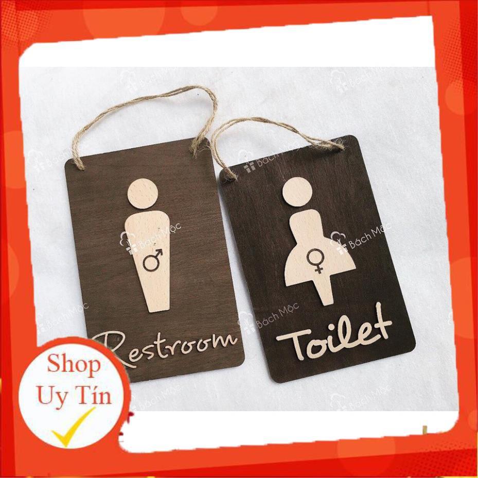 Biển gỗ toilet, wc trang trí nhà cửa xinh xắn