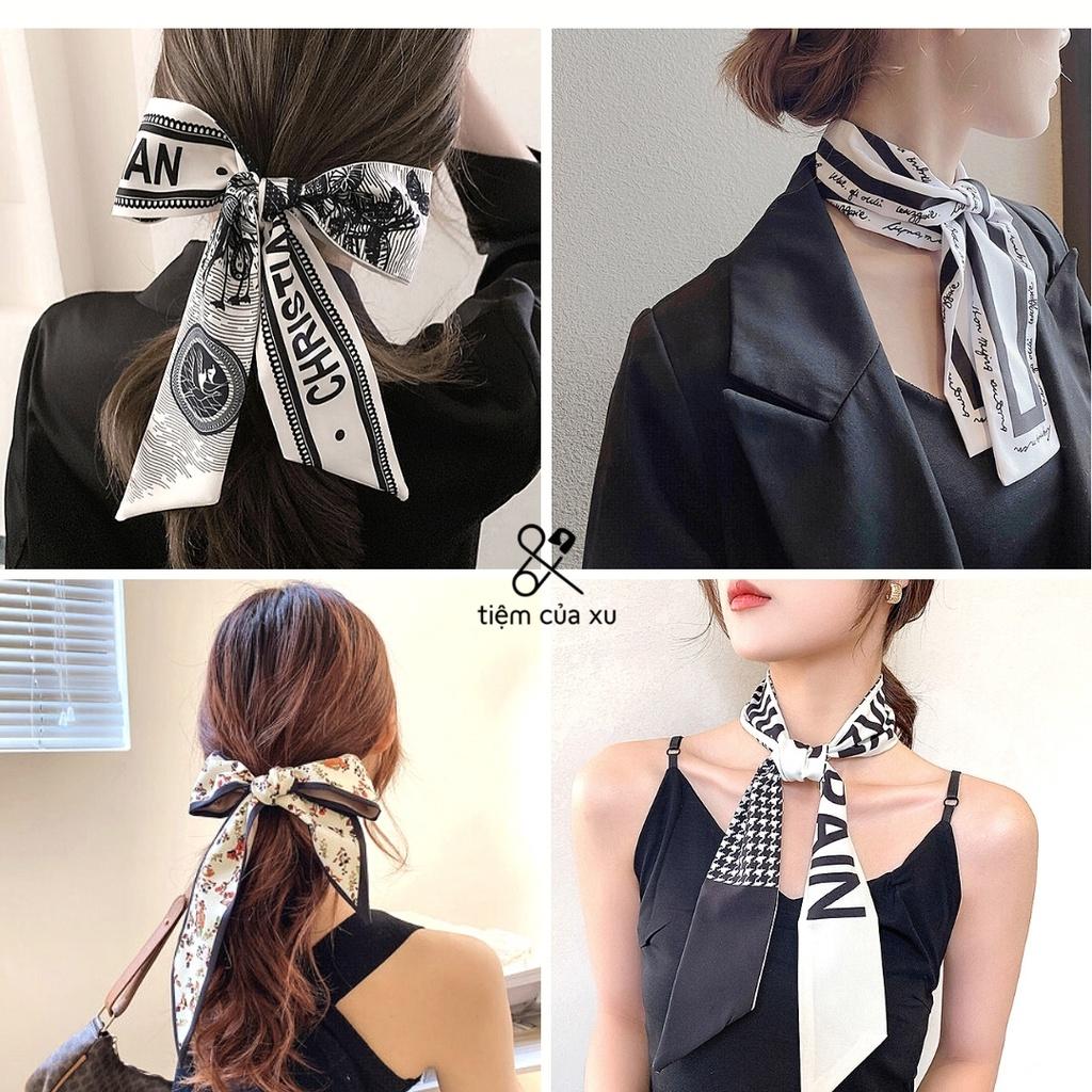 Khăn lụa buộc tóc kết hợp khăn choàng cổ thời trang, khăn lụa turban phong cách Hàn Quốc - tiemcuaxu