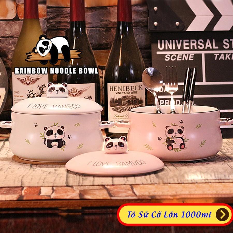 Bát Tô Sứ Có Nắp 3D Hình Gấu Trúc Panda Dung Tích Lớn 1000ml - Dùng Làm Tô Ăn Mỳ, Phở, Cơm Sáng Tạo