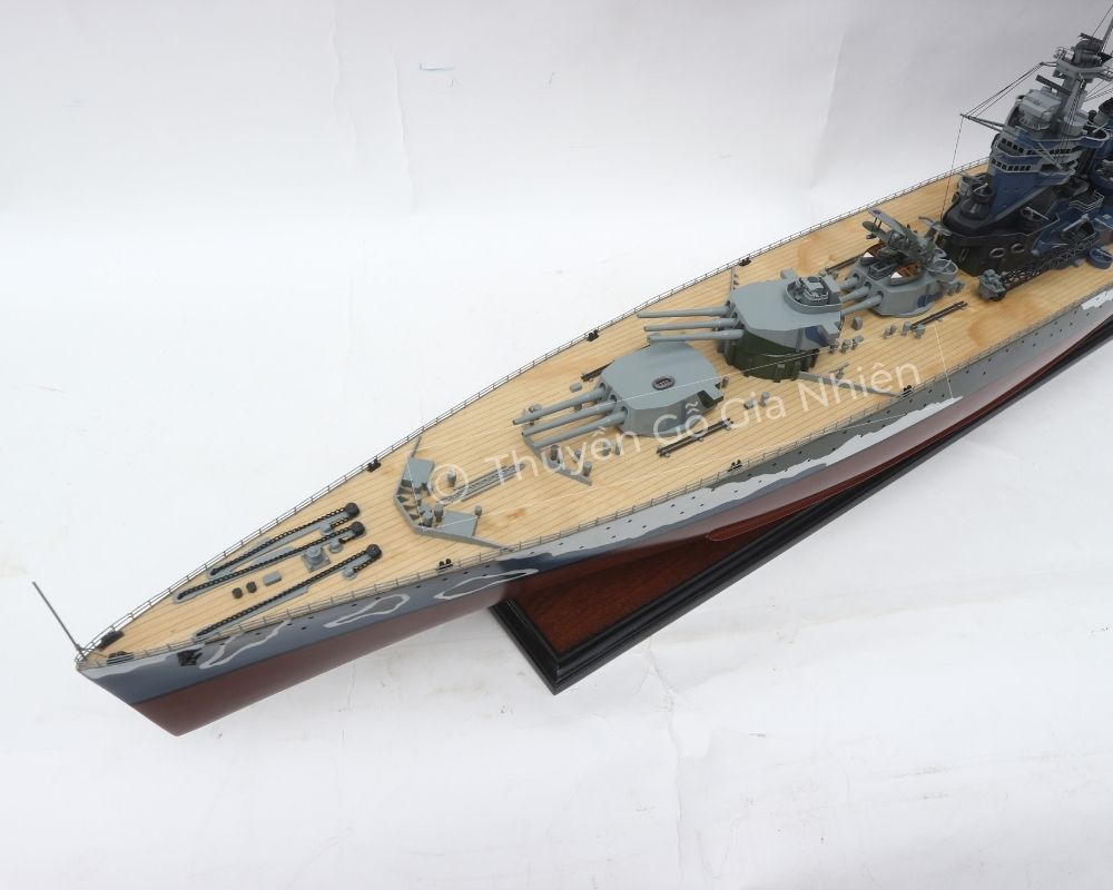 Mô Hình Thuyền Gỗ Phong Thủy Dạng Thuyền Chiến HMS RODNEY Chính Hãng Hàng Xuất Khẩu Chất Lượng Cao