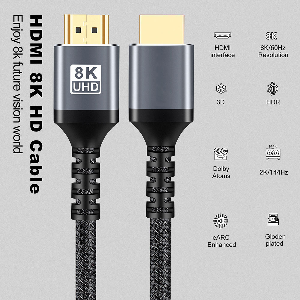 Dây Cáp HDMI 2.1 8K@60Hz/48Gbps - Cáp HDMI FIRO ATMOS Dài 5 Mét - Dây HDMI 2.1 8K/60Hz/48Gbps - 4K/120Hz - 2K/144Hz - Dài 5 Mét Lõi Dù Dùng Cho Tivi/ Máy Tính/ Playstation - Hàng Chính Hãng