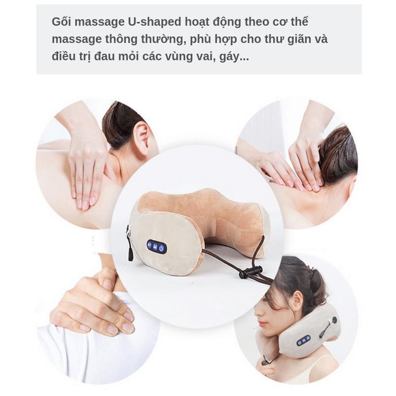 Đai Matxa Cổ Vai Gáy Chống Đau Mỏi, Gối Hồng Ngoại, Massage cổ mẫu mới vải lông mềm êm Giúp Bạn Nhẹ Nhàng Massage