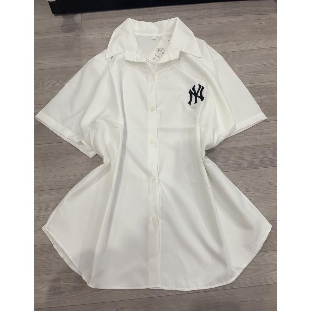 Áo sơ mi nữ bigsize có logo NY, Áo kiểu bigsize nữ ngoại cỡ từ 60-100kg SMNY