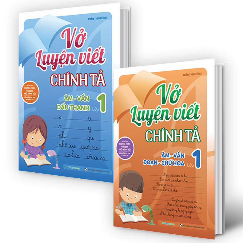 Combo Vở luyện viết chính tả (âm - vần - đoạn - chữ hoa - dấu thanh) lớp 1 (2 cuốn)