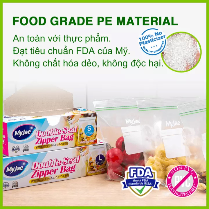 (Chọn Combo) Túi Zip PE Trong Suốt 2 Đường Kéo MyJae, Túi Bọc Đồ Ăn, Rau Củ Bảo Quản Trong Tủ Lạnh