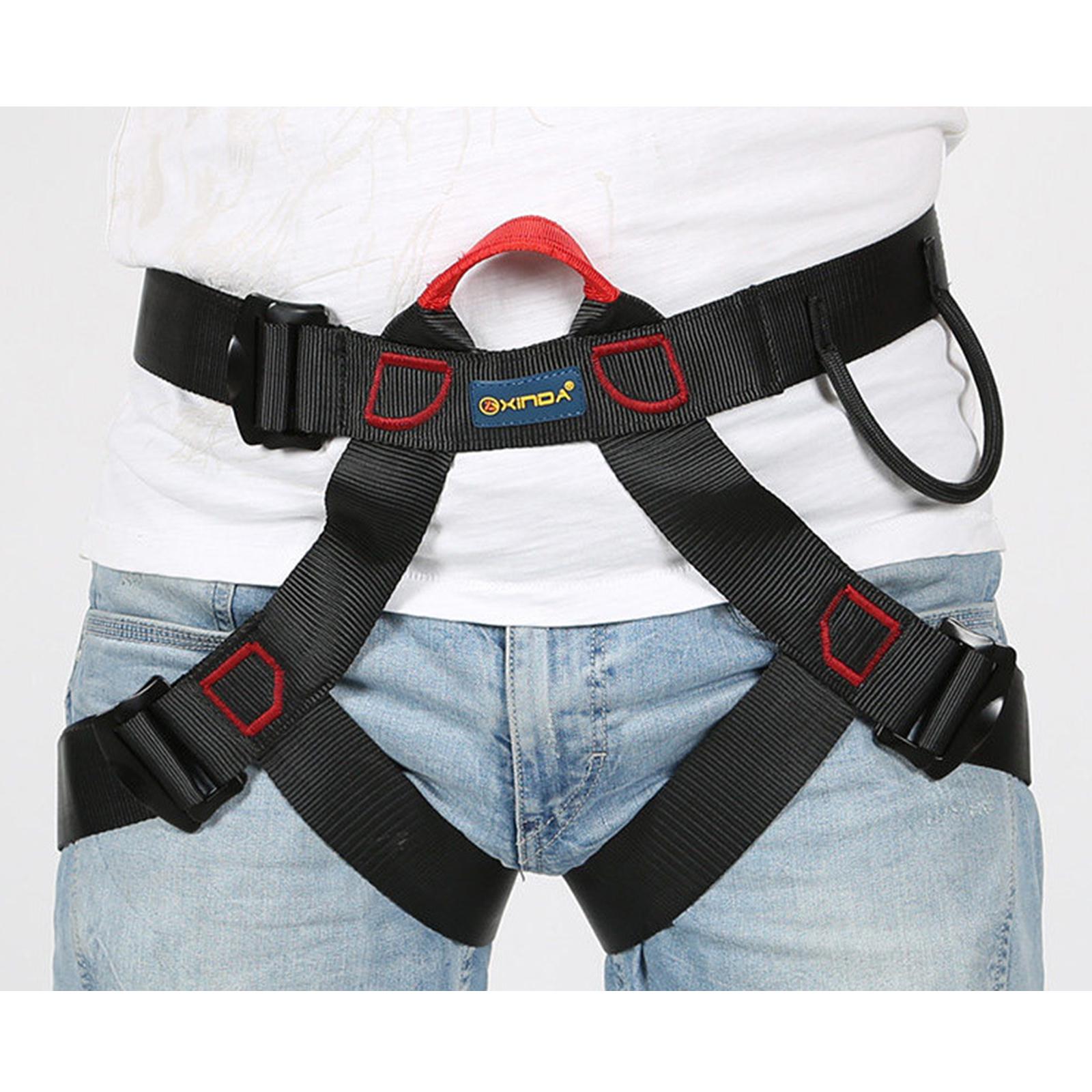 Climbing Harness Adjustable Waist Safe Belt Wider Climbing Rappelling Black