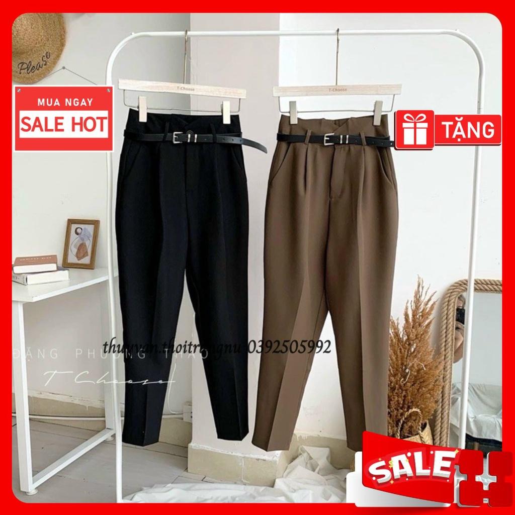 Quần baggy lụa xẻ cạp cao kèm đai hàng chuẩn Quảng Châu - Baggy01