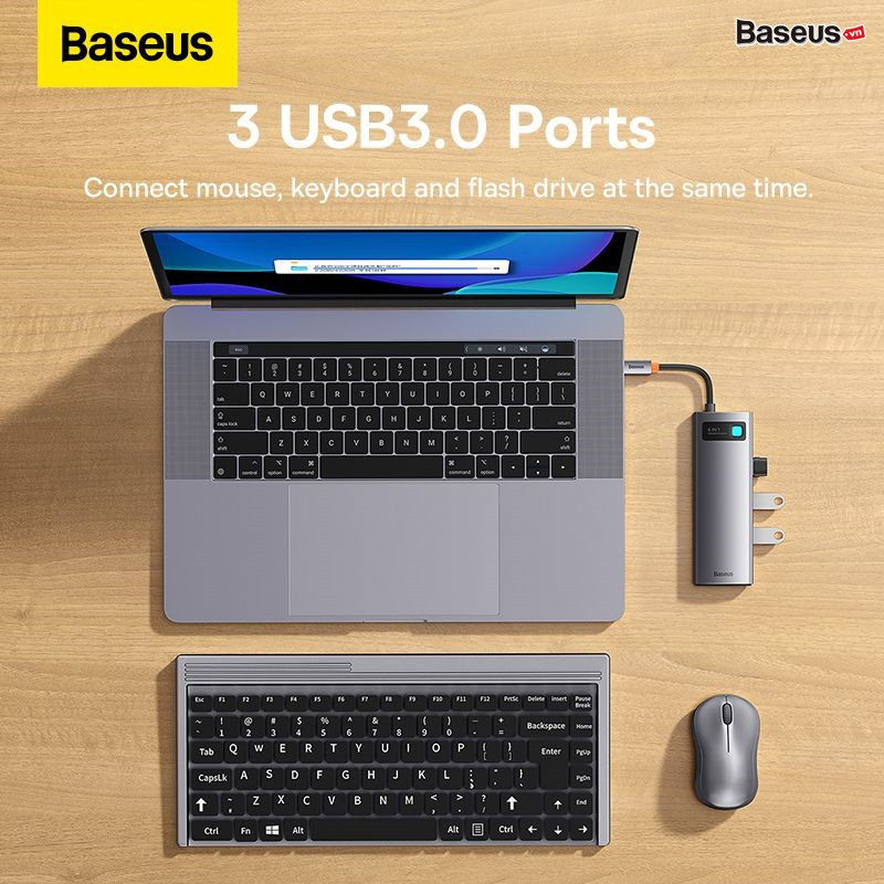 Hub Mở Rộng Đa Năng Baseus StarJoy Type-C HUB Adapter Cho Macbok Laptop Smartphone 4k/60hz - hàng chính hãng