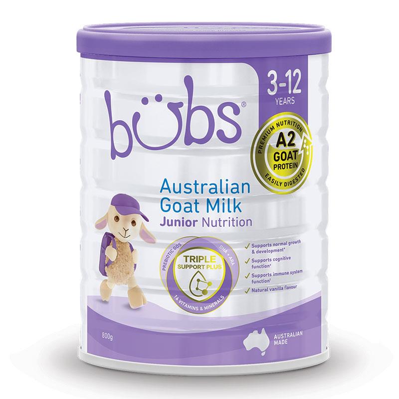 Sữa dê Bubs 800gr tăng cường dinh dưỡng dành cho trẻ 3-12 tuổi - Bubs Australian Goat Milk Junior Nutrition Drink stage 4 (3-12 years)